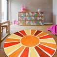 thumbnail image 1 of Sun Kids Rug,5.2 ft Rainbow Kids Rugs for Room,Non-Slip Washable Round Kid playroom rug,Ultra Soft Circle Nursery Rug Colorful Kids Area Rug for Kid Room Classroom Bedroom Living Room Decor（Orange）, 1 of 9