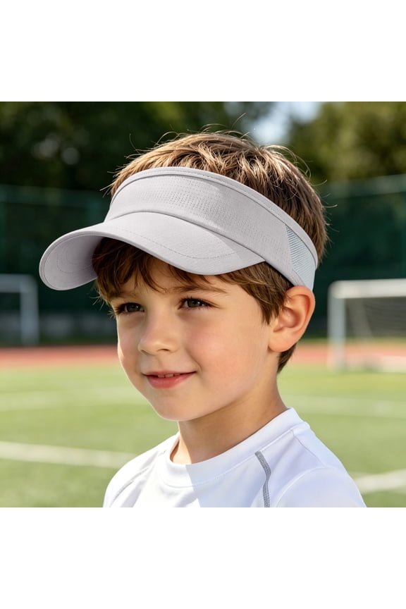 Sun Protective Kids Sun Hat for Outdoor Sports Breathable Visor Cap with Adjustable Headband Ideal for Boys and Girls, Light Gray