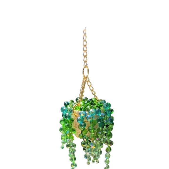 Sun-Kissed Beaded Succulent Car Charm, Beaded Plant Car Charm, Crystal Sun Catcher Plant Hanger with Beads, Handmade Boho Rearview Mirror Accessory, Home Garden Decor Car Hanging Gift (1PC)