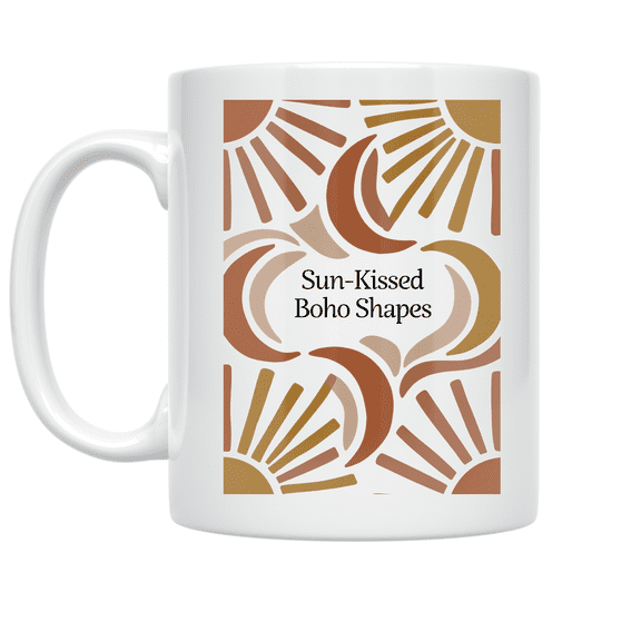 Sun-Kissed Boho Shapes - Boho Art Enthusiast - 11 oz Ceramic Coffee Mug