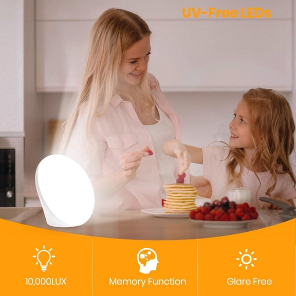 Sun Lamp, 10,000 Lux Sunlight Lamp with 4 Color Temperatures & 5 Brightness & 1H Timer, 12 RGB Colors Touch Control with Memory Function