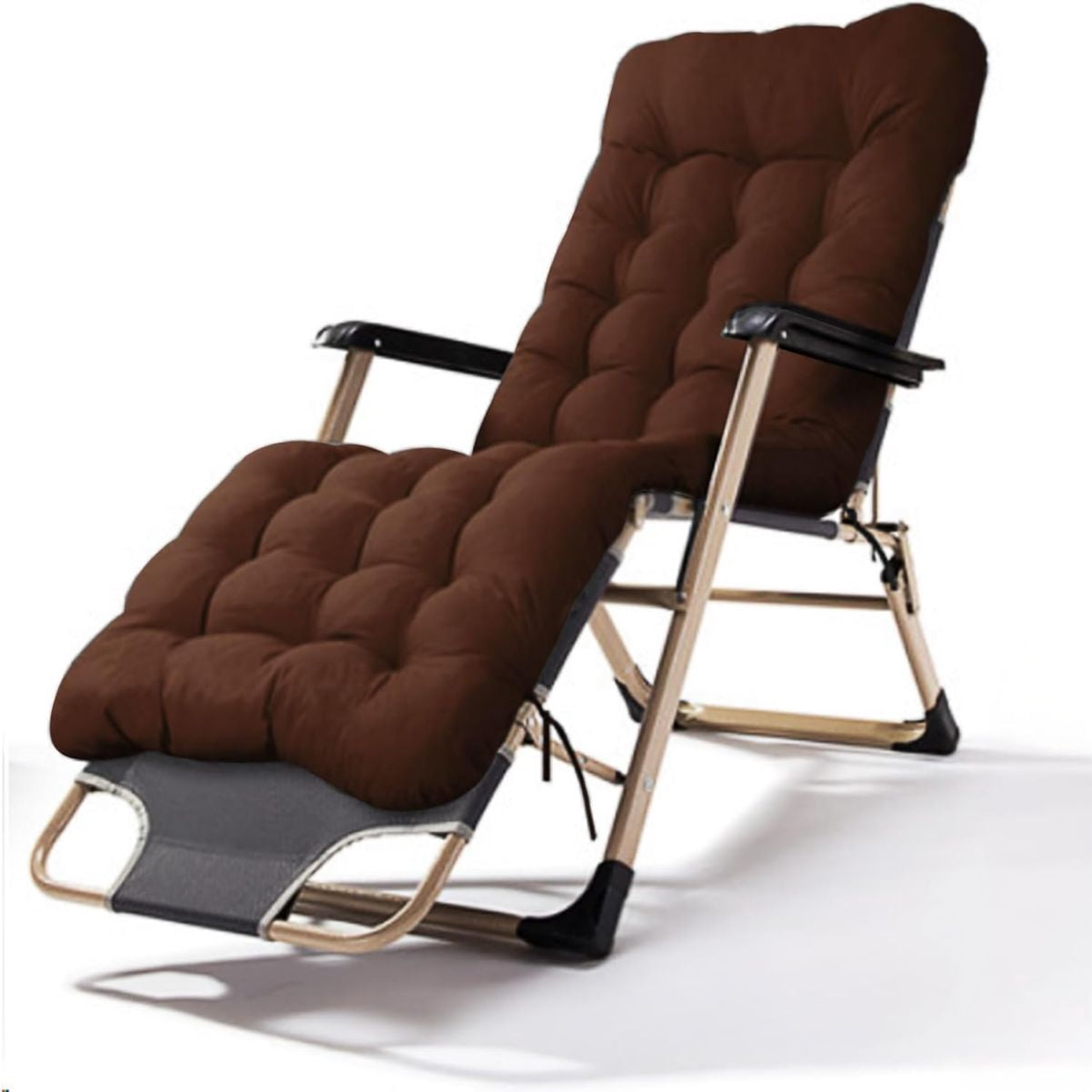 Sun Lounger Chair Cushions, 65inch Lounge Chaise Cushion Mattress with Non-Slip Back Elastic Sleeve for Garden Outdoor/Indoor/Sofa/Tatami/Bench, Brown(Chair not included)