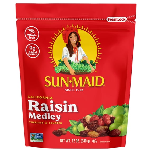 Sun-Maid California Raisin Medley 12oz Resealable Stand-Up Bag