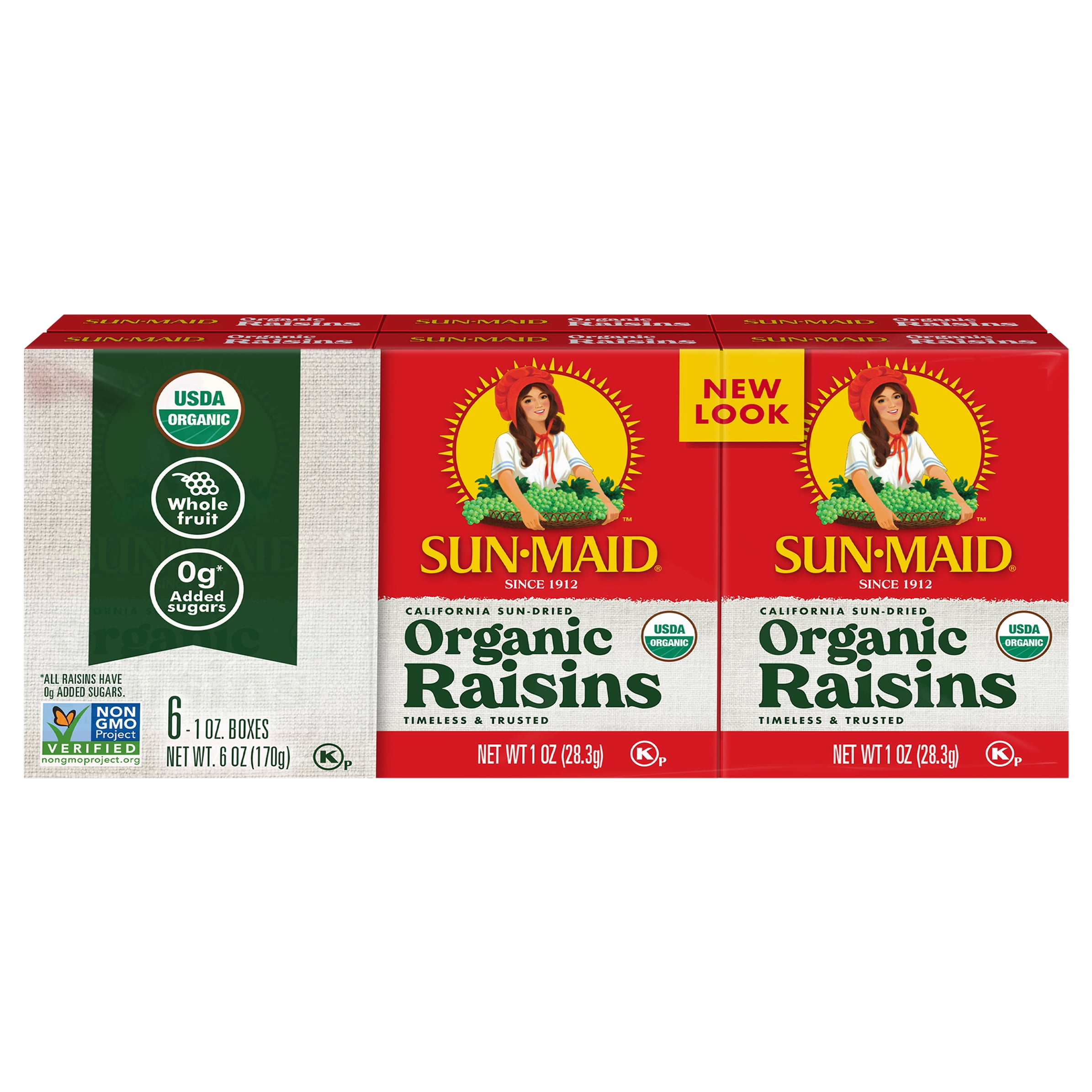 Sun-Maid California Sun-Dried Organic Raisins 6-Pack/1oz Cartons