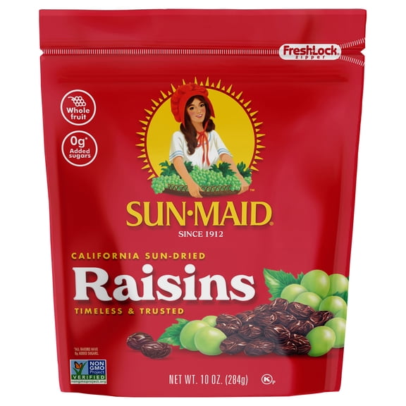 Sun-Maid California Sun-Dried Raisins 10oz Resealable Stand-Up Zipper Bag