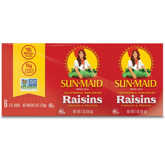 Sun-Maid California Sun-Dried Raisins 6-Pack/1oz Cartons