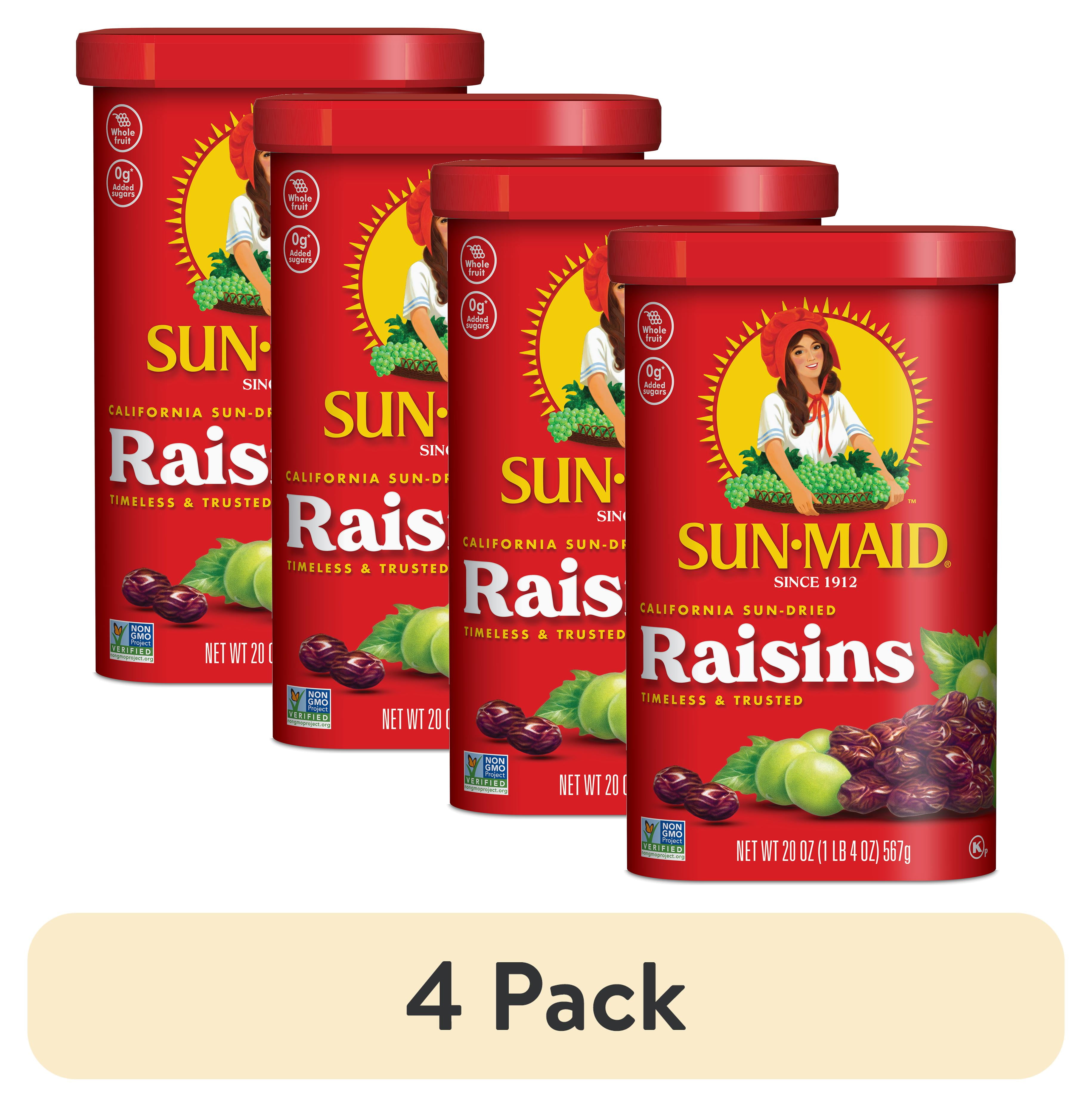 (4 pack) SunMaid California SunDried Raisins, Dried Fruit Snack, 20