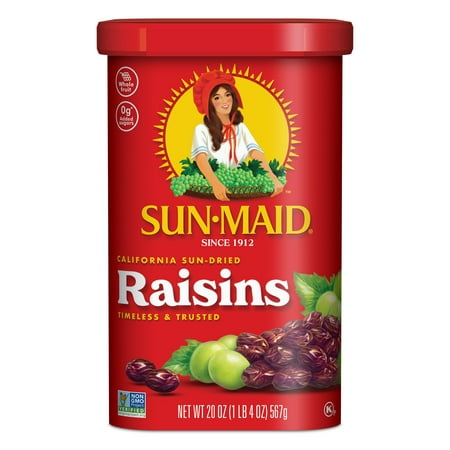 Sun-Maid California Sun-Dried Raisins, Dried Fruit Snack, 20 oz Canister