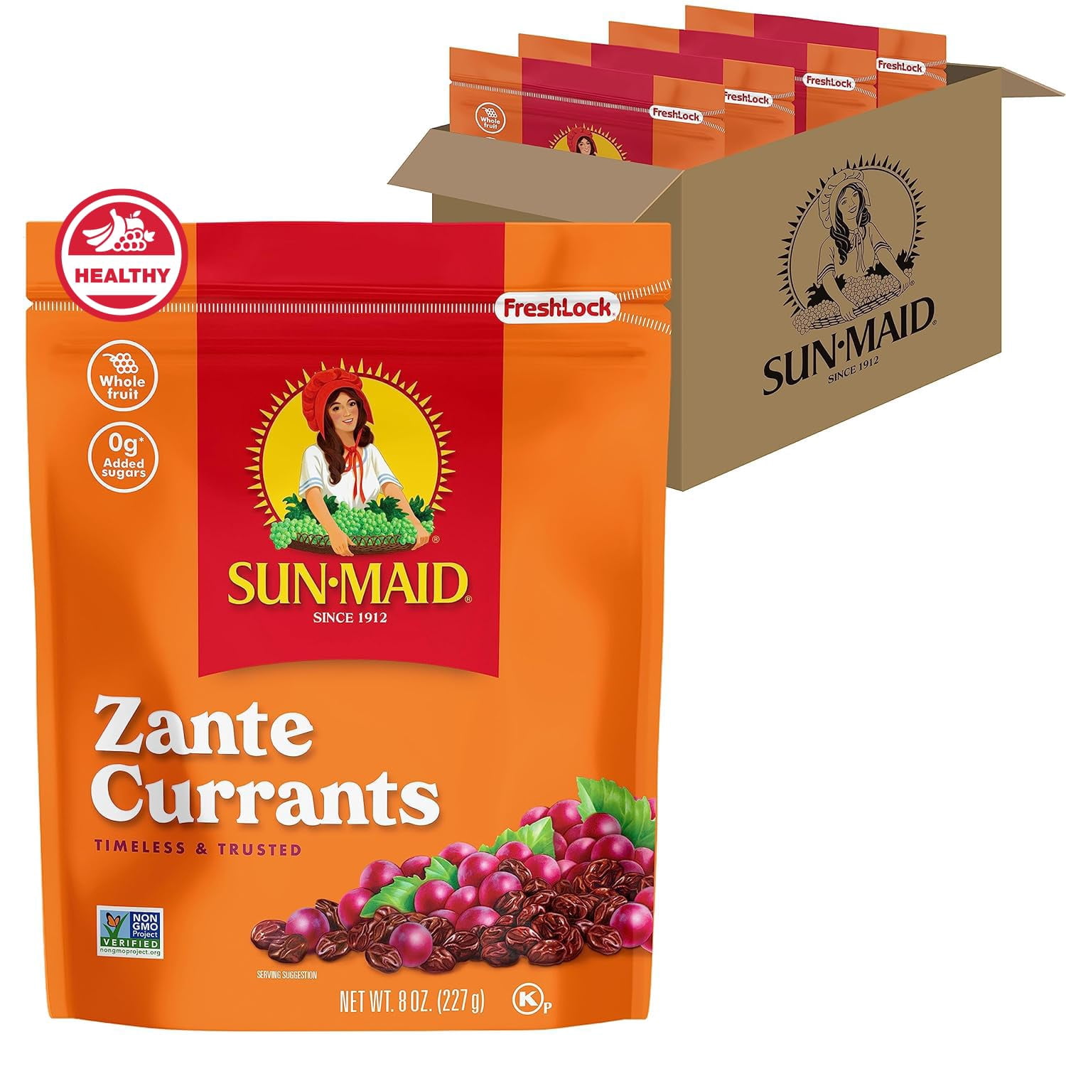 Sun-Maid California Sun-Dried Zante Currants - COC1(4 Pack) 8 oz Resealable Bag - Dried Fruit Snack for Lunches and Snacks