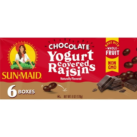Sun-Maid® Chocolate Yogurt Covered Raisins 6-Pack/1oz Cartons