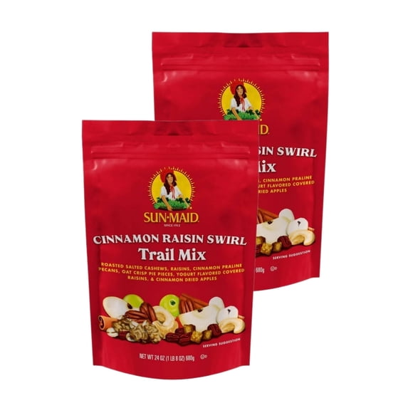 Sun Maid Cinnamon Raisin Swirl Trail Mix 2 Pack, 24 oz per Bag