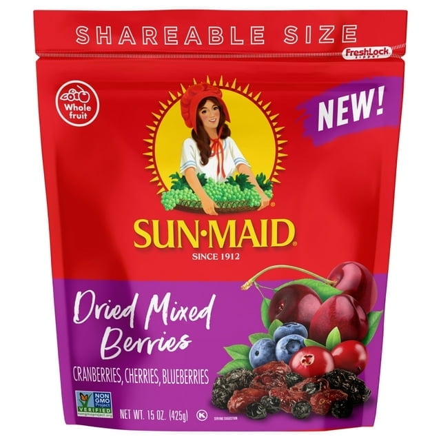Sun-Maid® Dried Mixed Berries 15oz Fresh-Lock® Zipper Resealable Stand-Up Bag - 2 Pack