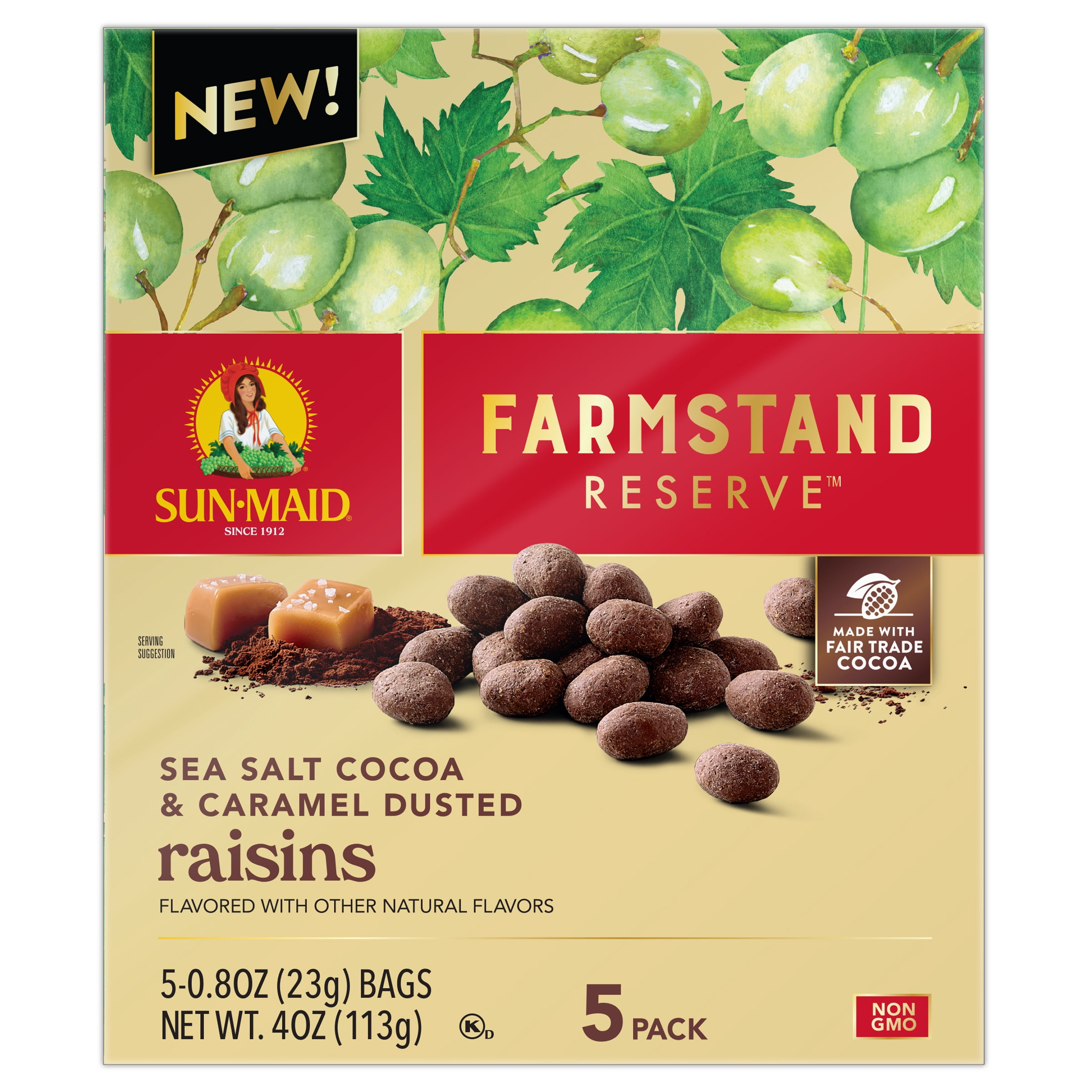 Sun-Maid® Farmstand Reserve™ Sea Salt Coca Carmel Raisins 5-Count Box/.8oz Bag