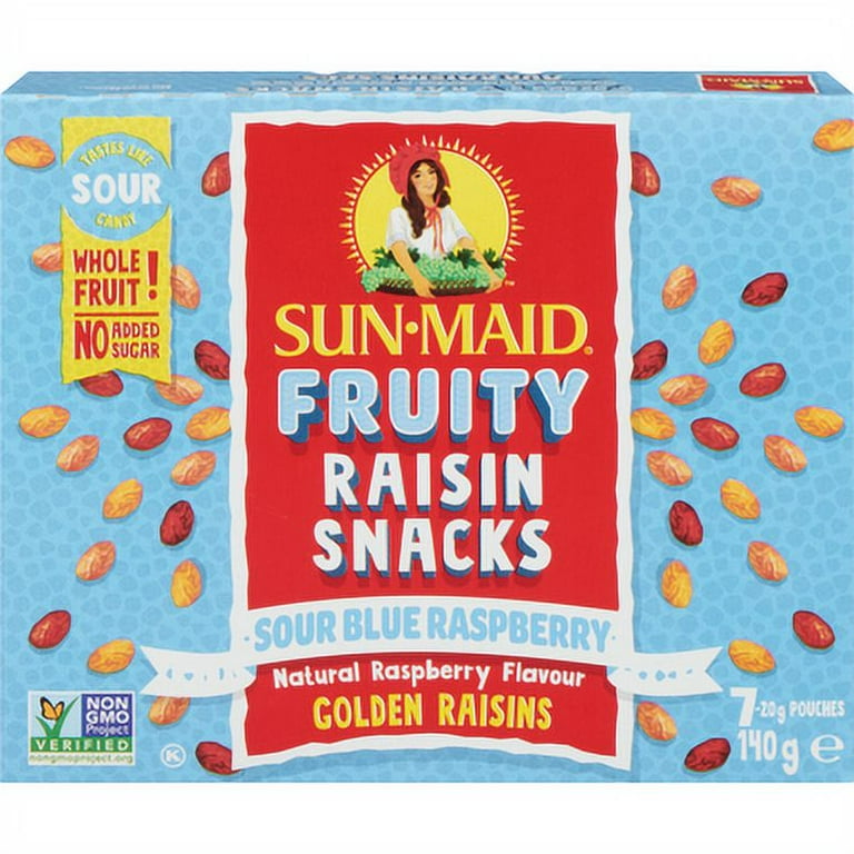 Sun-Maid Fruity Raisin Snacks, Sour Blue Raspberry, 140g/5 oz. Box