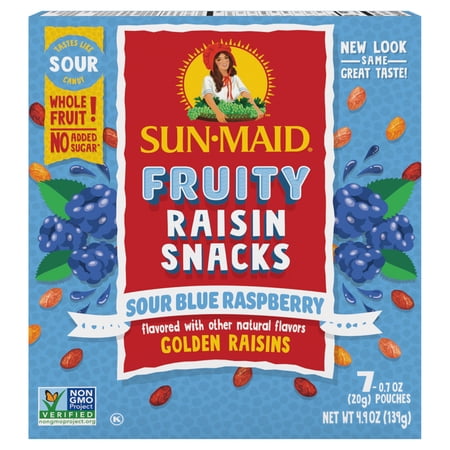 Sun-Maid® Fruity Raisin Snacks Sour Blue Raspberry 7-Count Box/.7oz Pouches