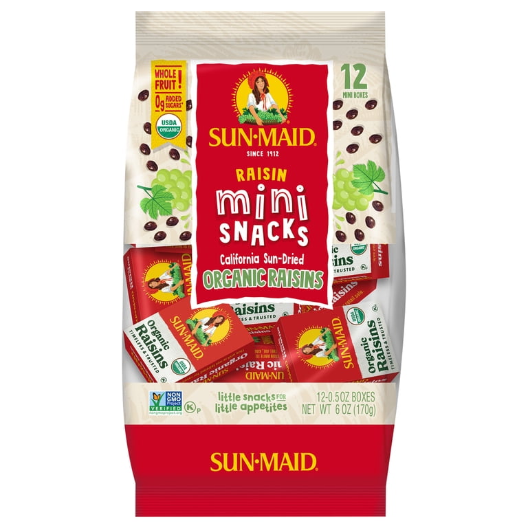 Sun-Maid, Organic Raisins, Mini-Snacks, 12-Count Bags - Walmart.com