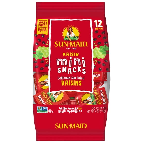Sun-Maid Mini-Snacks California Sun-Dried Raisins 12-Count Bag/.5oz Cartons