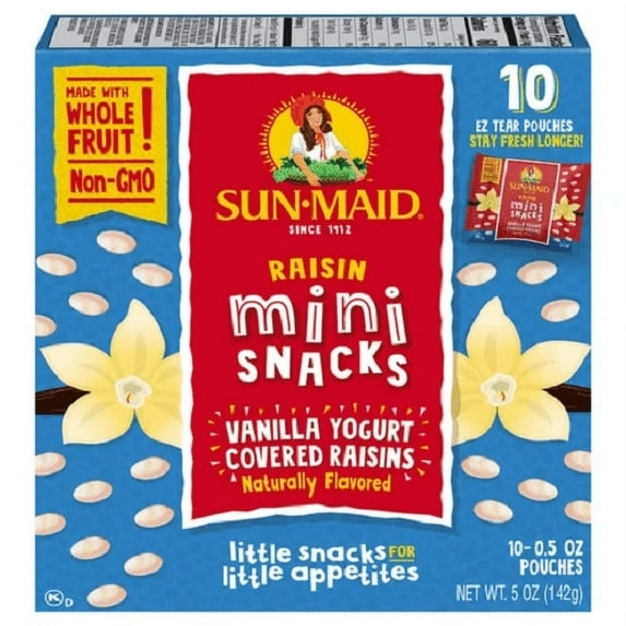 Sun-Maid� Mini Snacks Vanilla Yogurt Covered Raisins 10-Count Box/.5oz Pouches