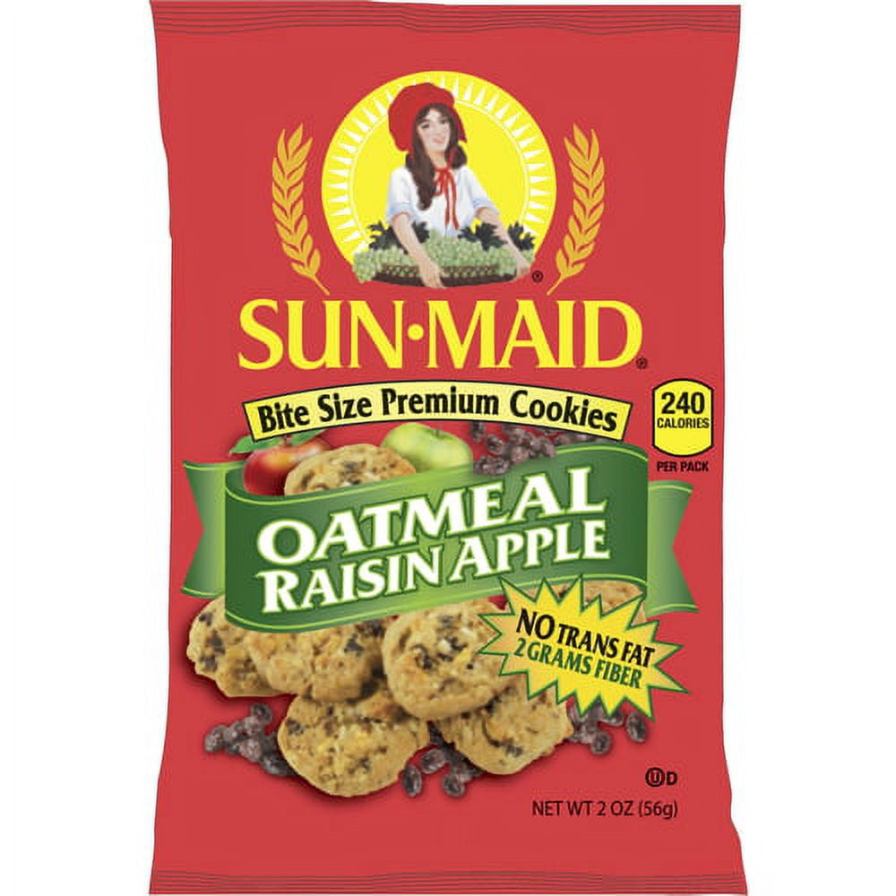 SunMaid, Oatmeal Raisin Apple Bite Size Premium Cookies, 2 oz, 60 Ct