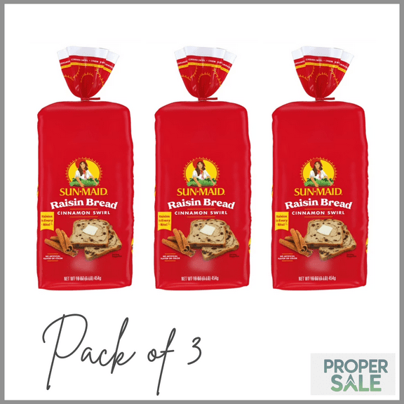 Sun-Maid Raisin Cinnamon Swirl Breakfast Bread, 16 oz ( PACK OF 3 )