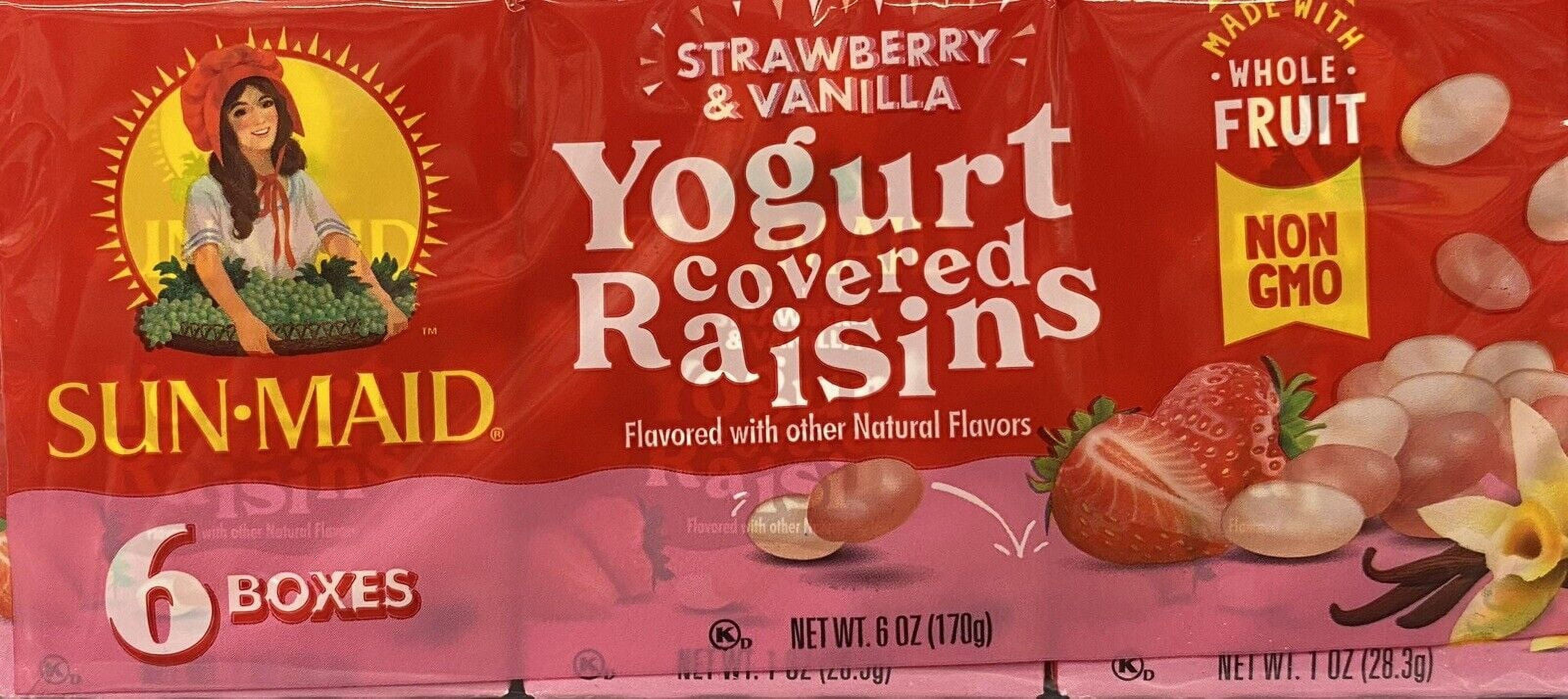 Sun-Maid STRAWBERRY & VANILLA YOGURT California Raisins Sun Dried NON GMO 6 Pack