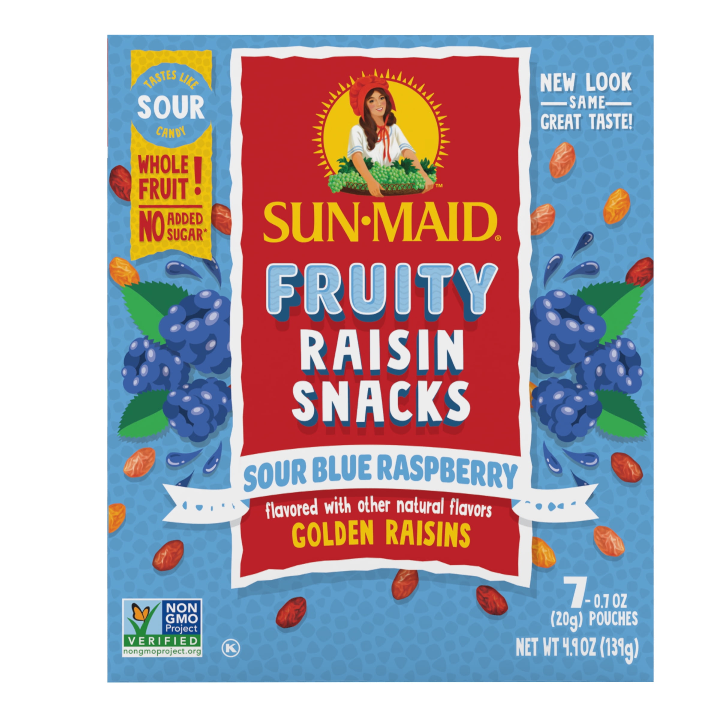 Sun-Maid Sour Blue Raspberry Fruity Raisin Snacks, Dried Fruit Snack, 0 ...