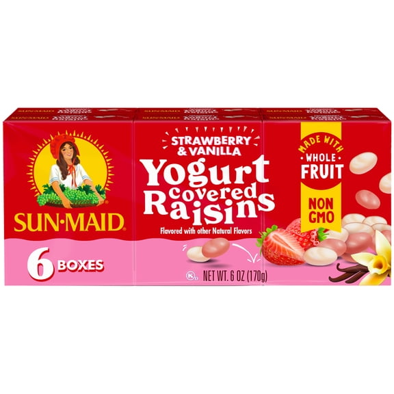 Sun-Maid® Strawberry & Vanilla Yogurt Covered Raisins 6-Pack/1oz Cartons