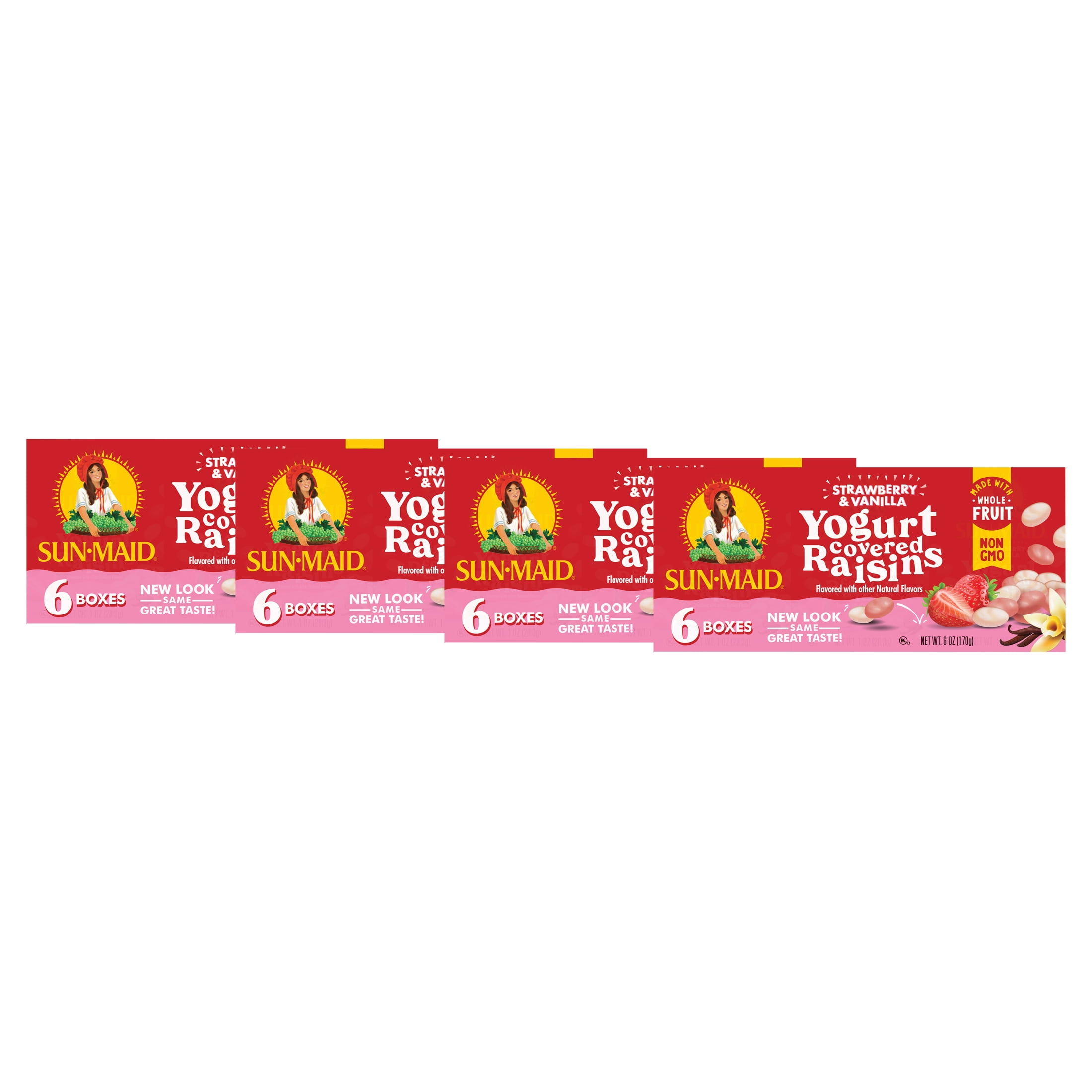 (4 pack) SunMaid Strawberry Vanilla Yogurt Covered Raisins, Dried