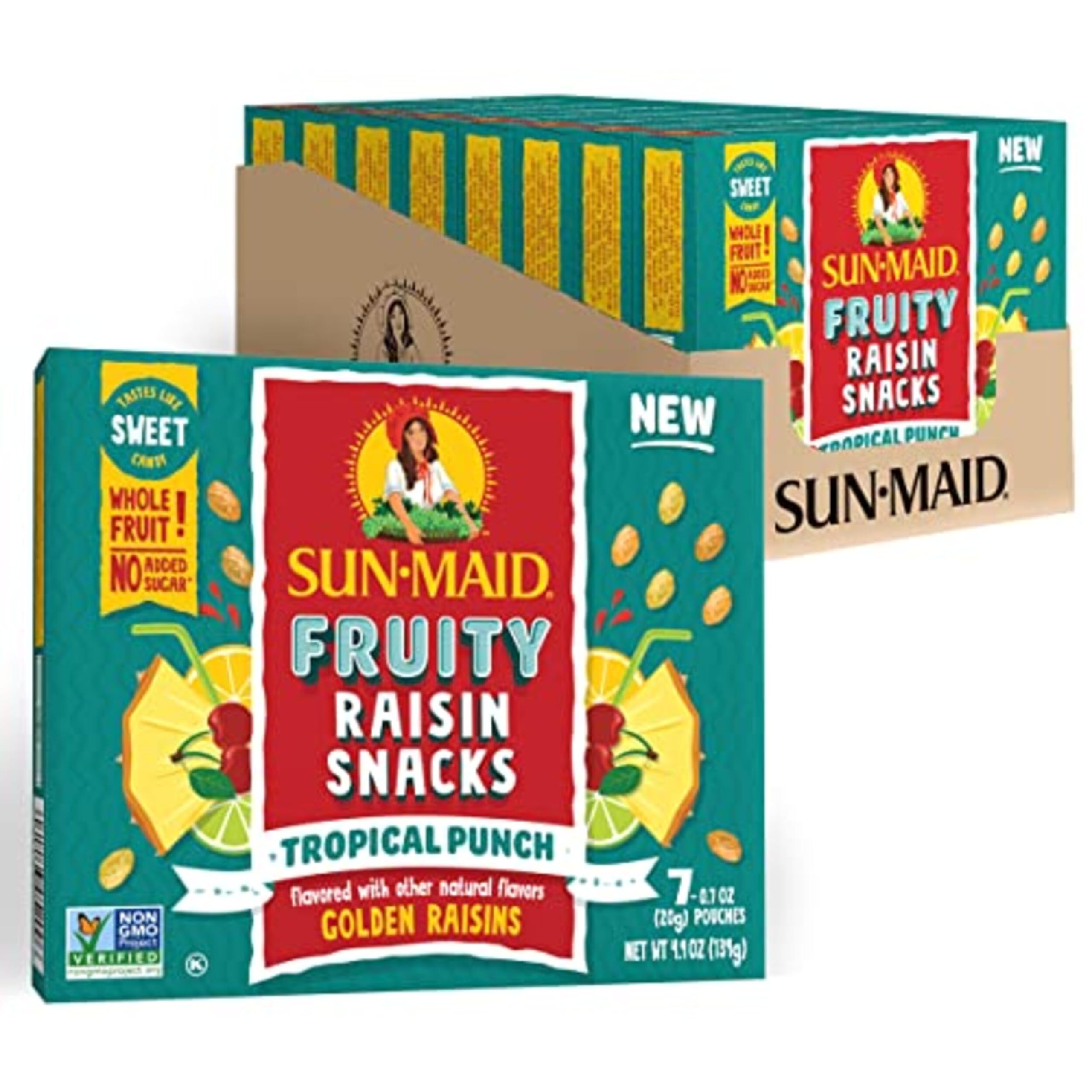 SunMaid Tropical Punch Fruity DNF2 Raisin Snacks (56 Pack) 0.7 oz