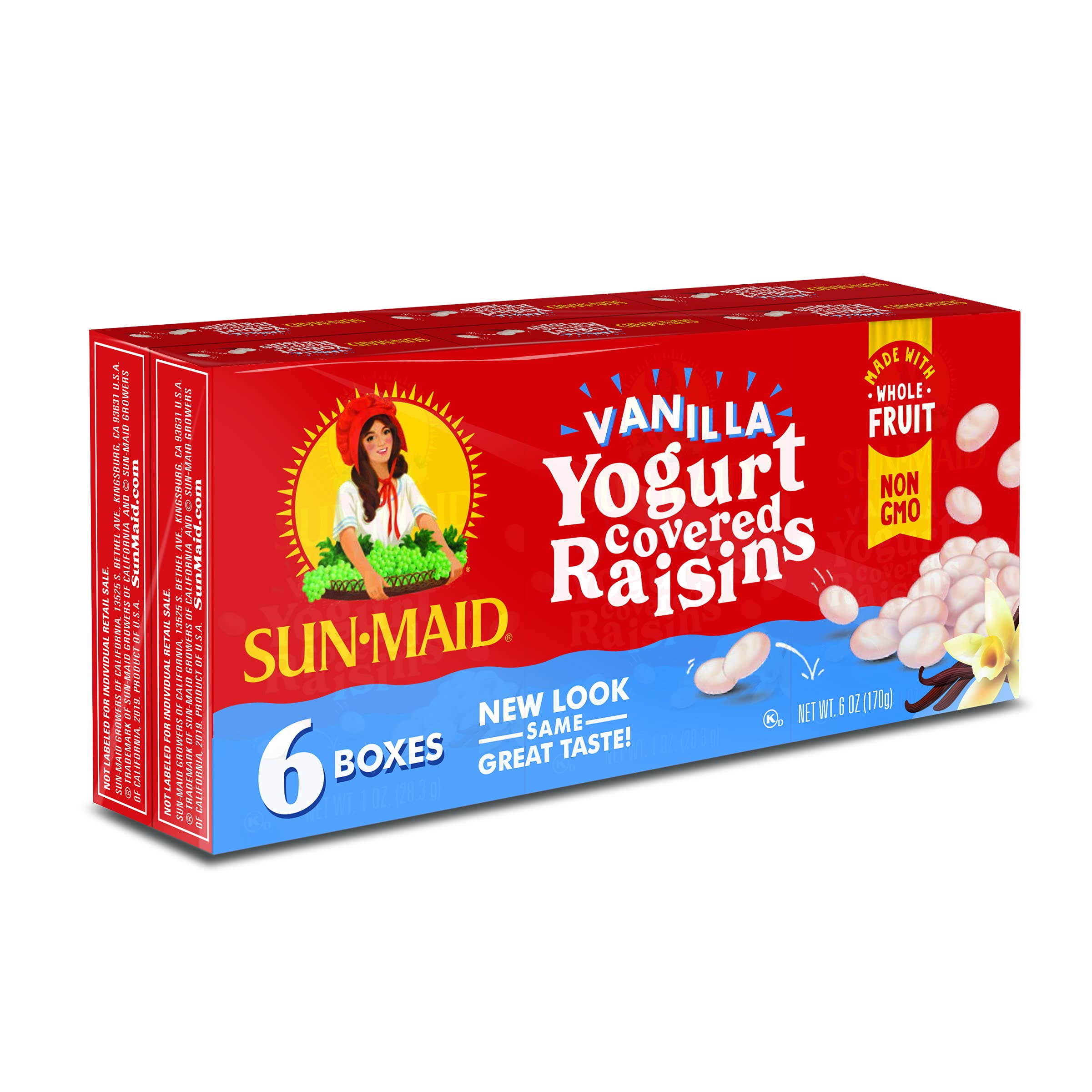 SunMaid Vanilla Yogurt Coated Raisins (6 Pack) 1 Oz SnackSize Box