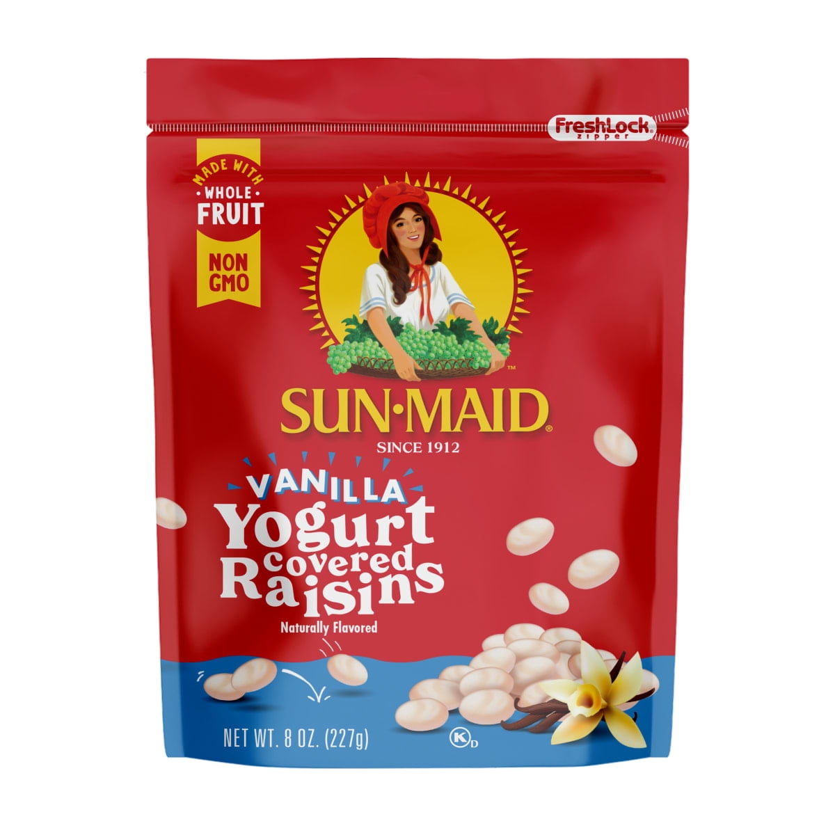 Sun-Maid Vanilla Yogurt Covered Raisins, Dried Fruit Snack in Yogurt Coating, 8 oz Bag