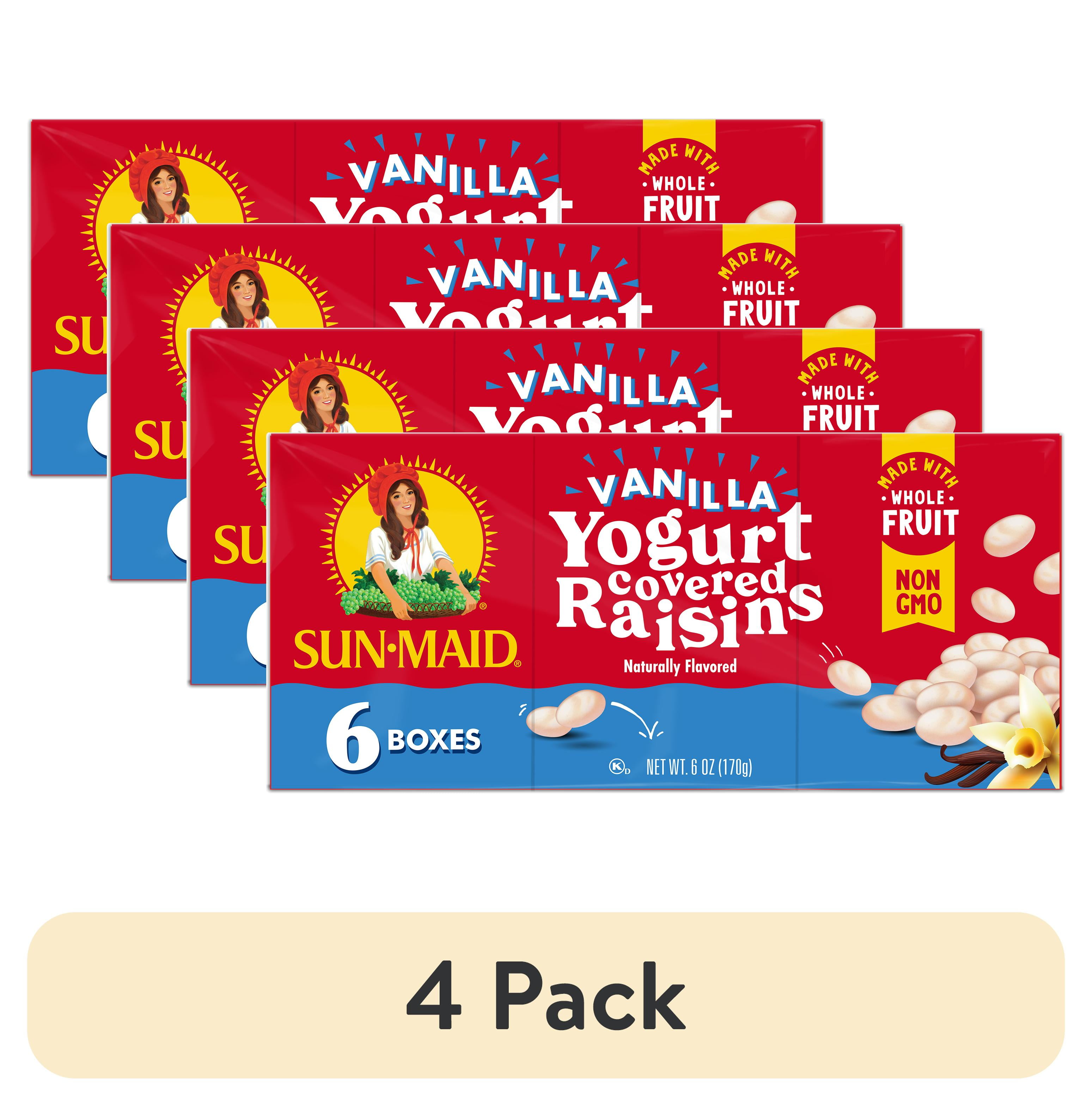(4 pack) SunMaid Vanilla Yogurt Covered Raisins, Dried Fruit + Yogurt