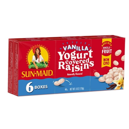 product image of Sun-Maid Vanilla Yogurt Covered Raisins, Dried Fruit + Yogurt Snack, 1 oz Boxes, 6 Count