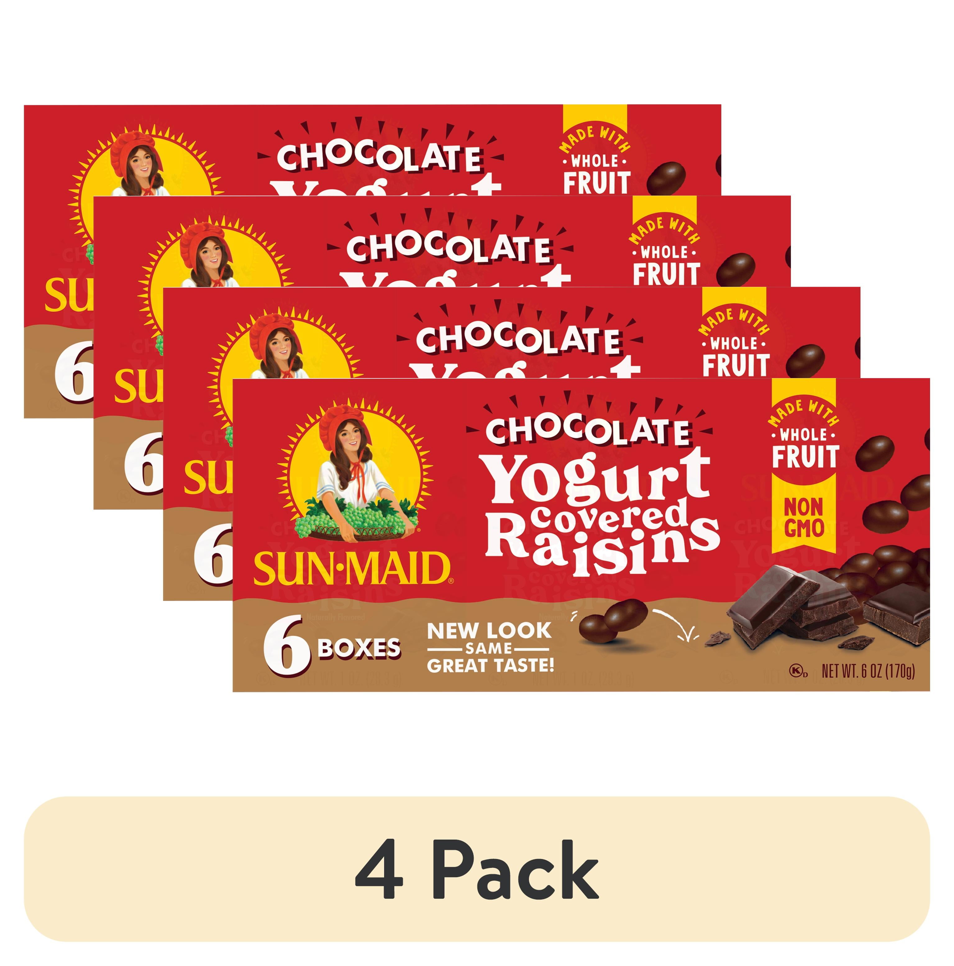 (4 pack) SunMaid Yogurt Raisins, Dark Chocolate, Dried Fruit Healthy Snack, 1 oz, 6 Ct