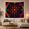 thumbnail image 1 of Sun Mandala Within Orbit Rings and Rainbow Clouds, Dreamy Psychedelic for Space Lovers, Cosmic Wall Art, Housewarming Gift, Tapestry Wall Hanging for Bedroom and Studio, 1 of 7
