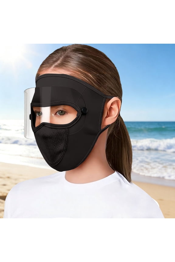 Sun Mask Full Face Coverage with Ear Loops, Windproof Transparent Eye Cover and Breathable Mesh Nose Design for Hiking, Running, Cycling, Motorcycle, and All Outdoor Sports Sun Protection
