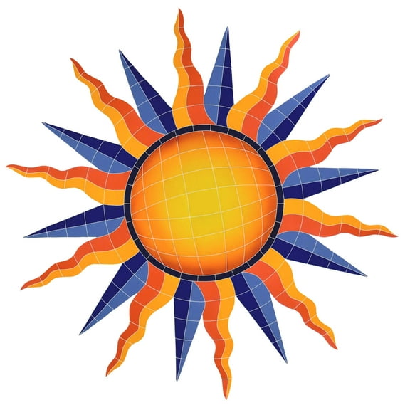 Sun Medallion Ceramic Swimming Pool Mosaic 48" x 46", Orange