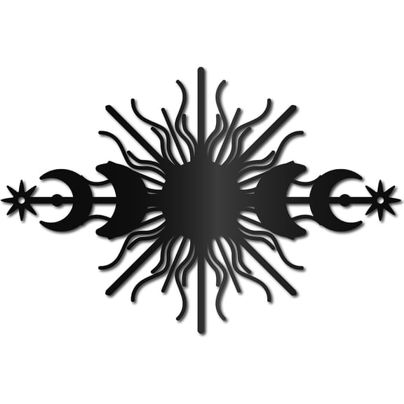 Sun Metal Wall Art Decor Iron Wall Art Phase Moon Black Hollow Sculpture Hanging Decor Rustic Wall Sign Decoration for Indoor Outside Living Room Home Office Hotel Balcony 11.8 x 7.9Inch Black 1pc