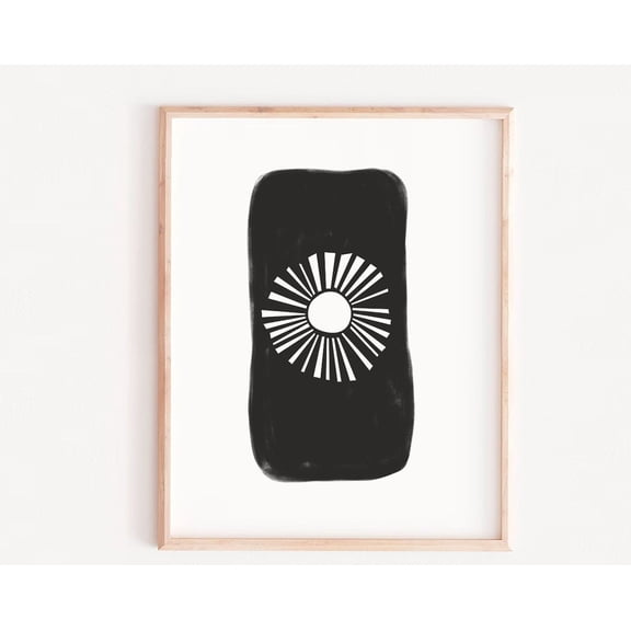 Sun Modern Wall Art, Mid Century Modern, Block Print Style, Black Print Wall Art At Home, Abstract Art Wall Art, Modern Wall Decor, 8x12 UNFRAMED