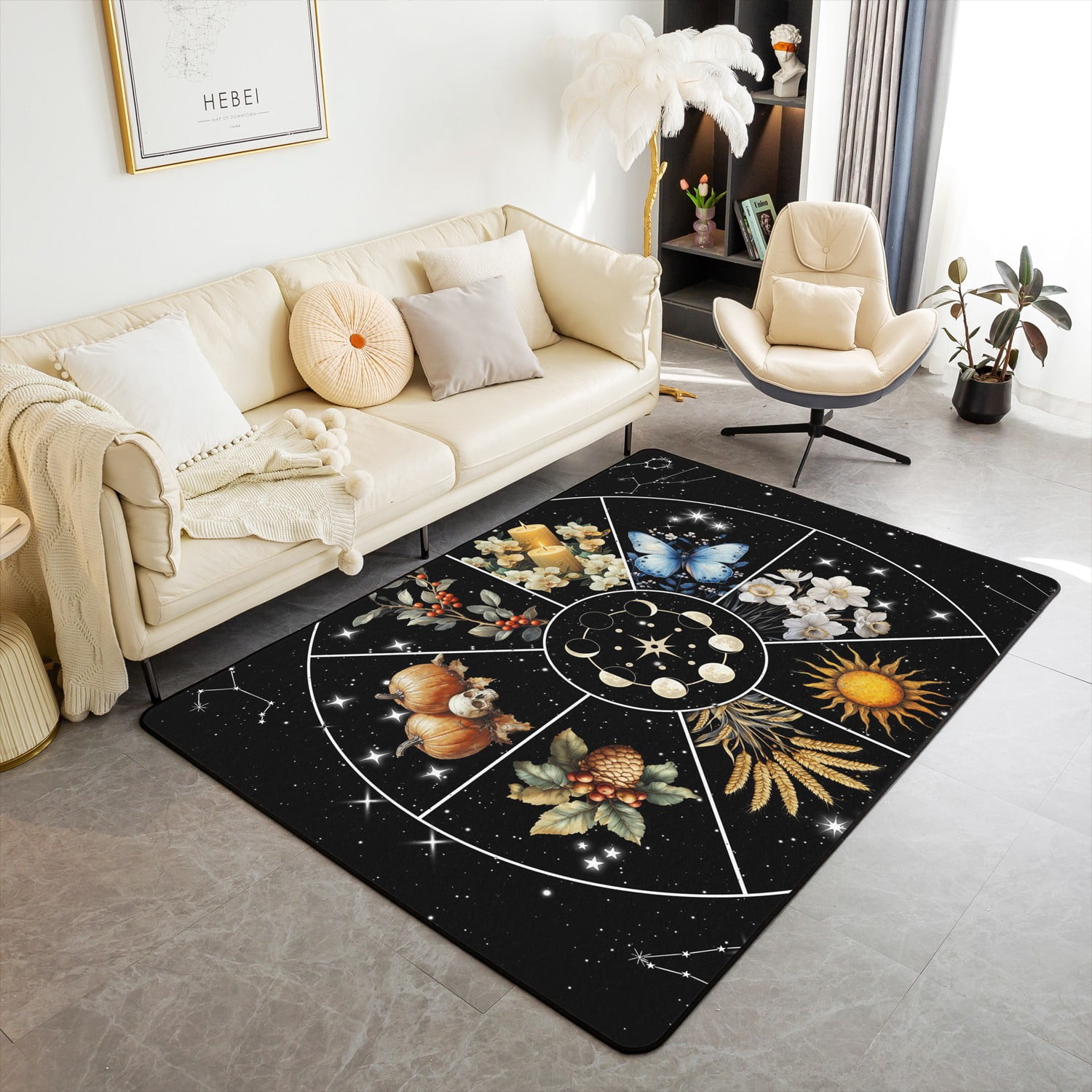 Sun Moon Print Pattern Floor Mat main image 0