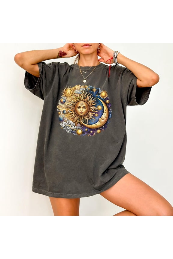 Sun Moon Balance Shirt, Celestial Harmony Apparel, Astrology Inspired Graphic Tee, Shirt For Daily Manifesting, Comfort Colors Unisex Cotton T-Shirt, Size S-3XL
