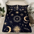 thumbnail image 1 of Sun And Moon Bed Sheets Black Bohemian Twin Sheets Boho Extoic Style Fitted Sheet for Room Decor Galaxy Glitter Decorative Bed Set Woman(No Top Sheet), 1 of 6
