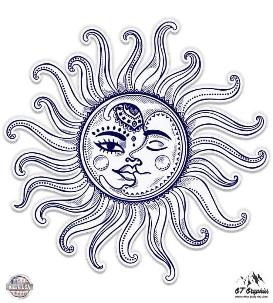 Sun Moon Celestial - 3" Vinyl Sticker - For Car Laptop I-Pad Phone ...