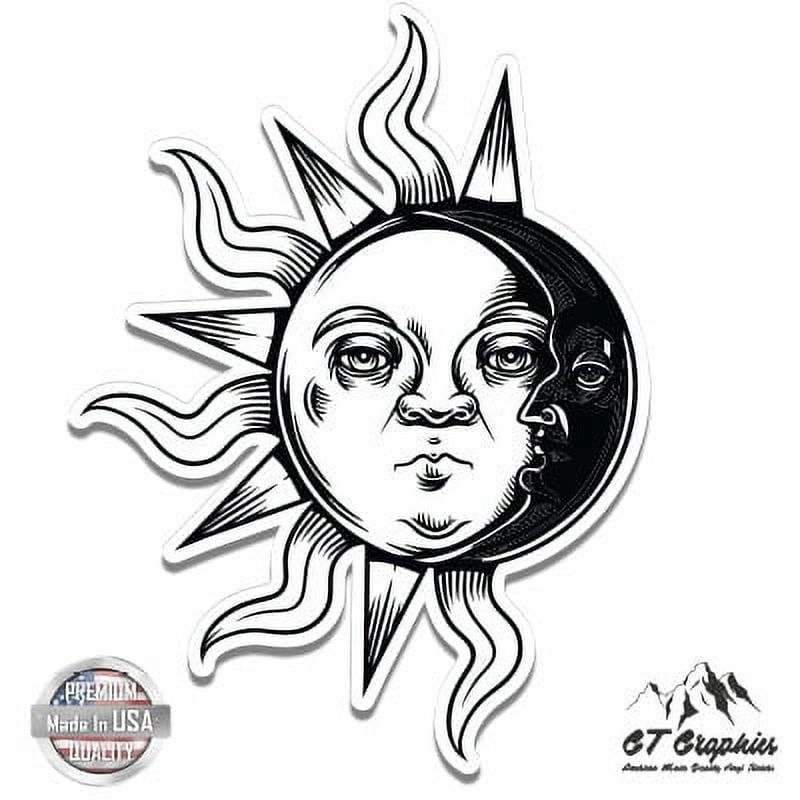 Sun Moon Celestial - 8" Vinyl Sticker - For Car Laptop I-Pad ...