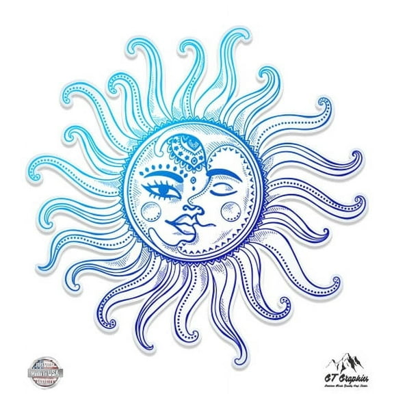 Sun Moon Celestial Colorful - 12" Vinyl Sticker Waterproof Decal