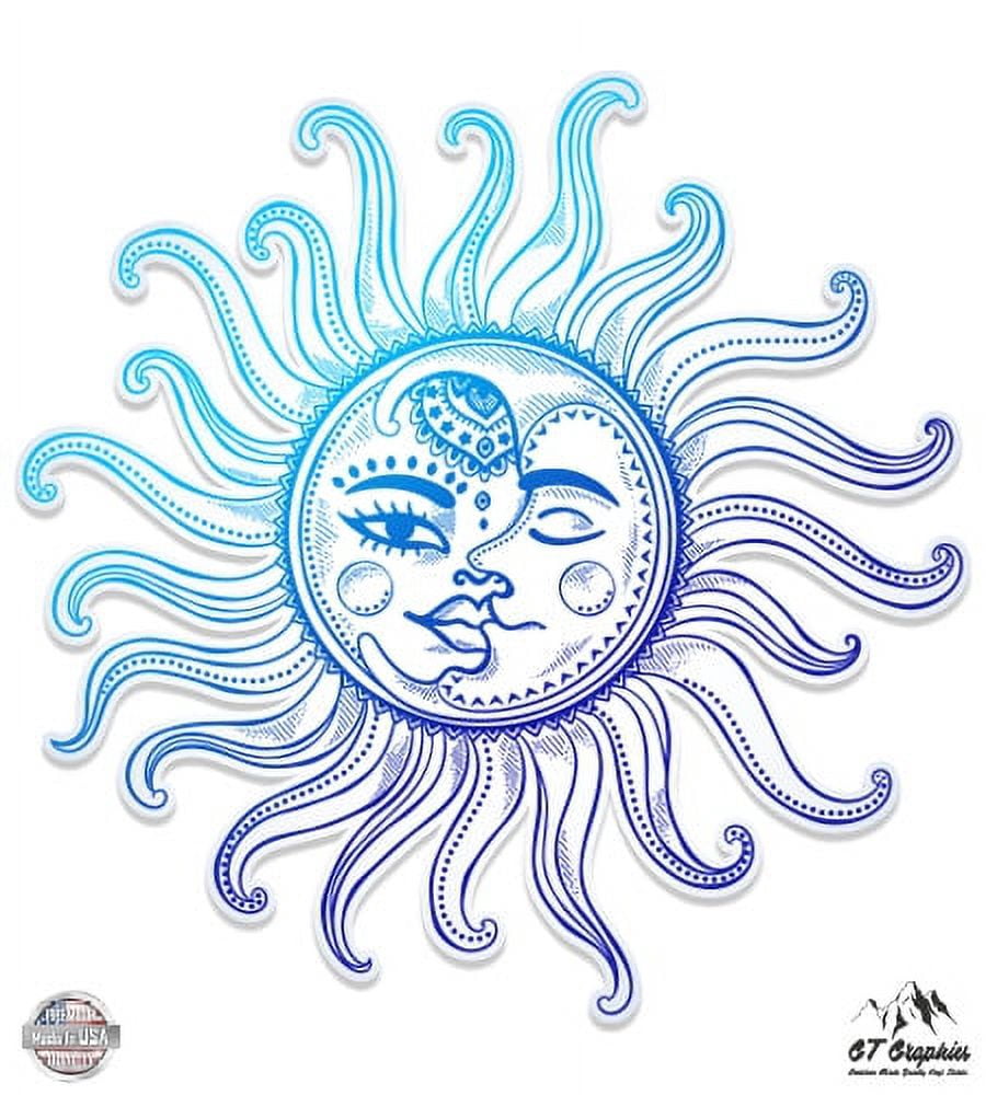 Sun Moon Celestial Colorful - 8" Vinyl Sticker - For Car Laptop I-Pad ...