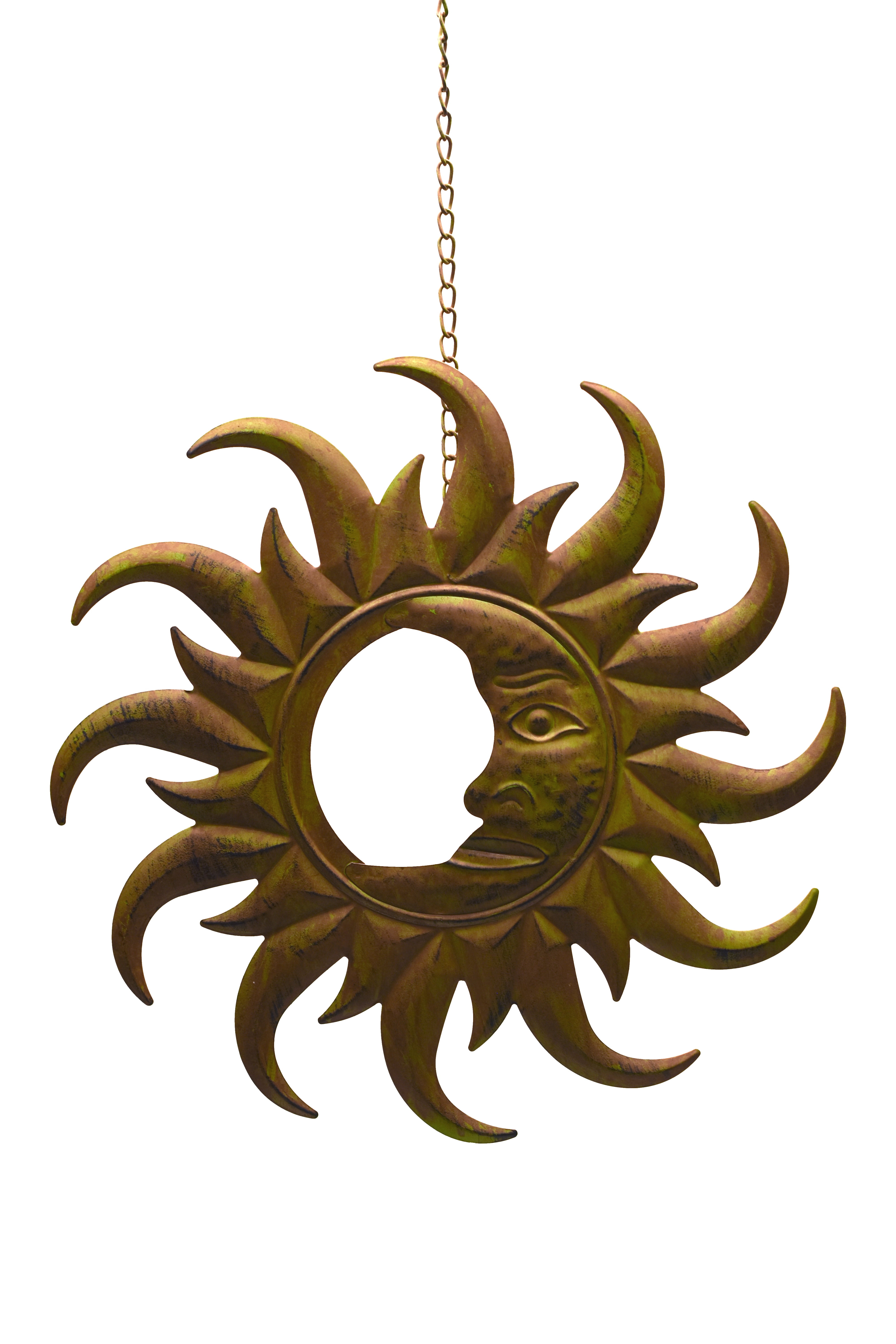 Sun Moon Celestial Harmony Hanging Sculpture Indoor Outdoor Wall Decor Garden Metal Yard Art