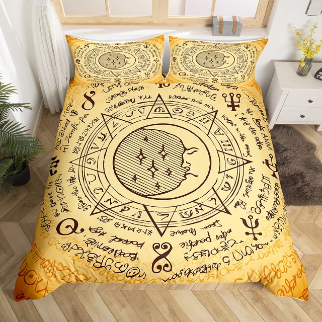 Sun and Moon Comforter Cover Boho Stars Vintage Decor Duvet Cover Queen