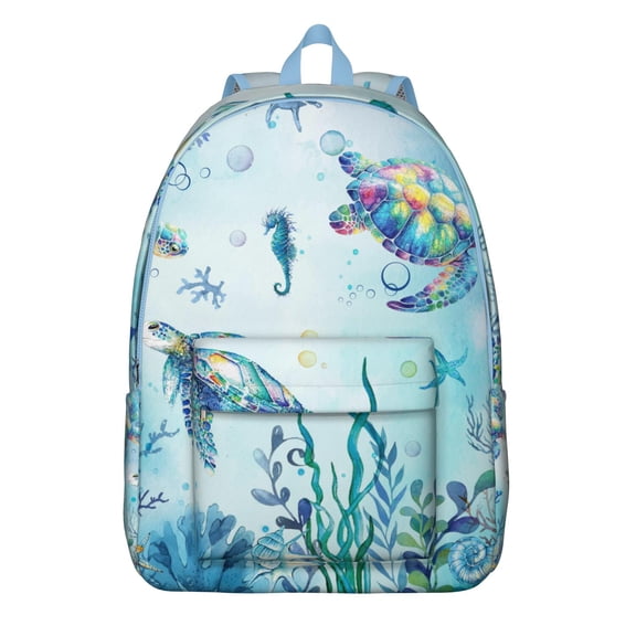 Sun and Moon Coral Reef Sea Turtle Design Travel Backpack – Durable Oxford Material Backpack with Large Capacity, Comfortable Carrying, and Anti-theft Features for Students and Travelers
