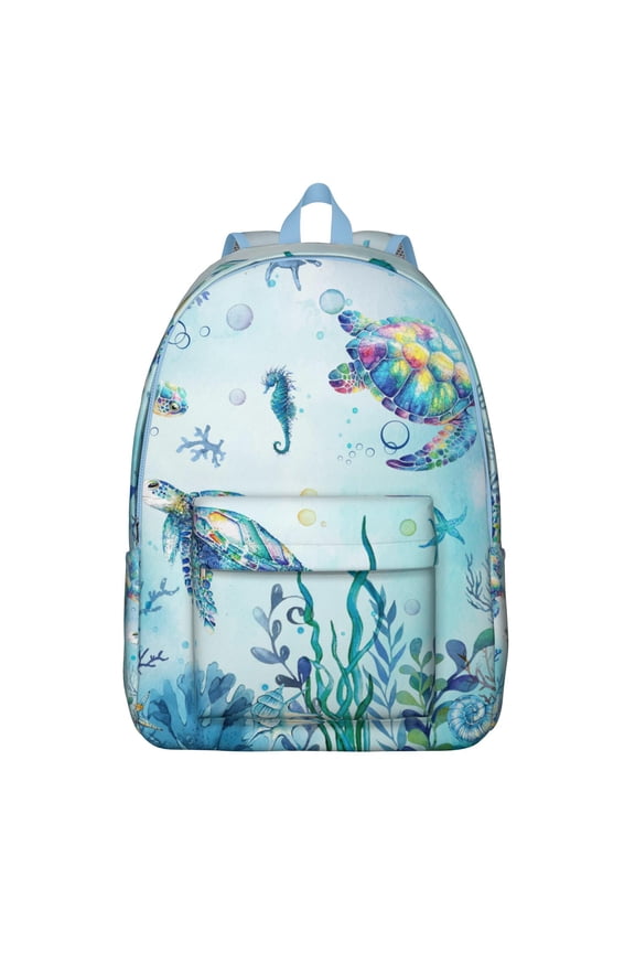 Sun and Moon Coral Reef Sea Turtle Design Travel Backpack – Durable Oxford Material Backpack with Large Capacity, Comfortable Carrying, and Anti-theft Features for Students and Travelers